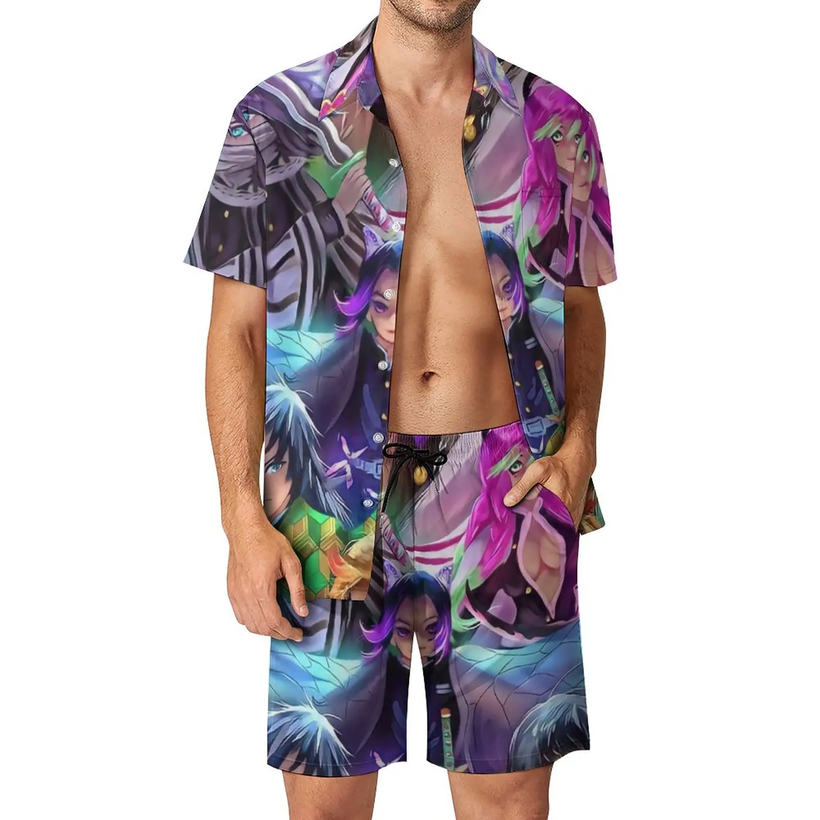 

Костюм мужской летний из 2 предметов с принтом «рассекающий демонов»