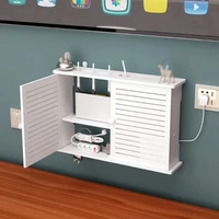 Wireless Wifi Router Shelf Storage Boxes Cable Power Plus Wire Bracket Wood-Plastic Wall Hanging Plug Board Wall Organizer