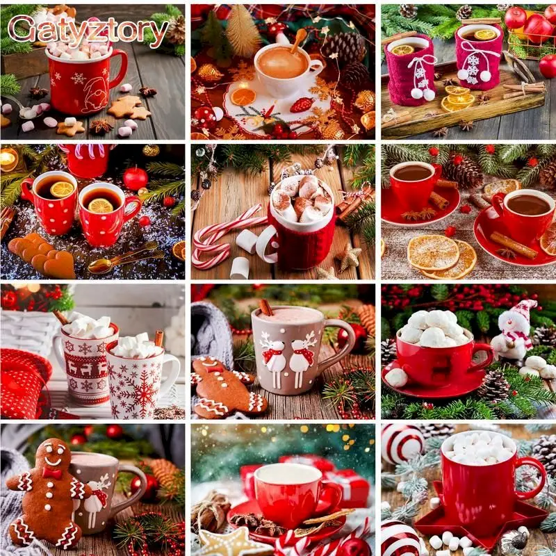 

GATYZTORY Paint By Number Coffee DIY Drawing Canvas Handpainted Pictures By Number Still Life Home Decoration