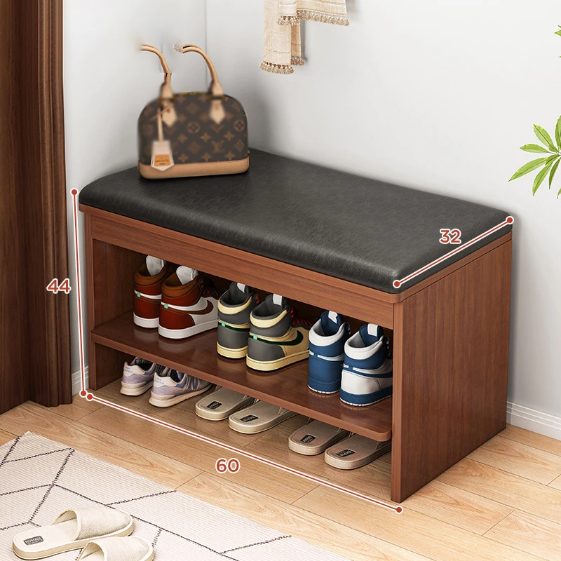 

Shoe Change Soft Ottoman with Cabinet High Heeled Sneaker Organizer In Entrance Hallway Footrest Bench Space Saving Furniture