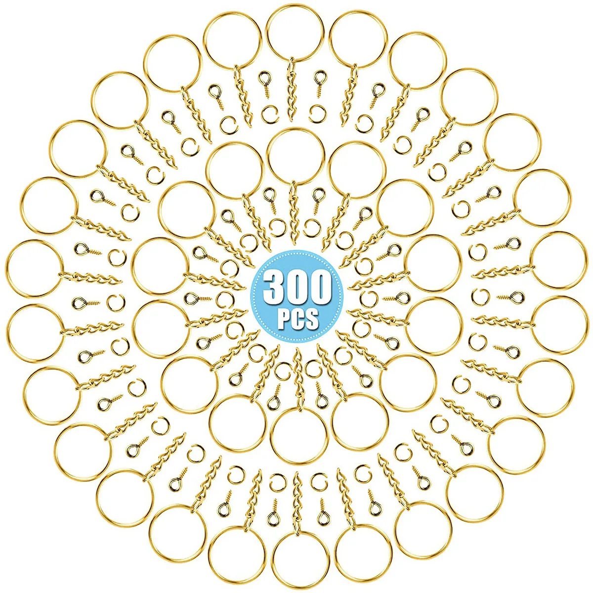 

100 Sets 25mm Key Chains Jump Rings Screw Eye Pins DIY Making Keychain Findings Jewelry Gifts Accessories Bulk Supplies