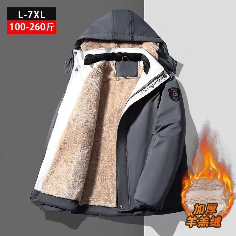 Плюс размер L-7XL зимнее серое пальто бархатная куртка для рыбалки мужская одежда
