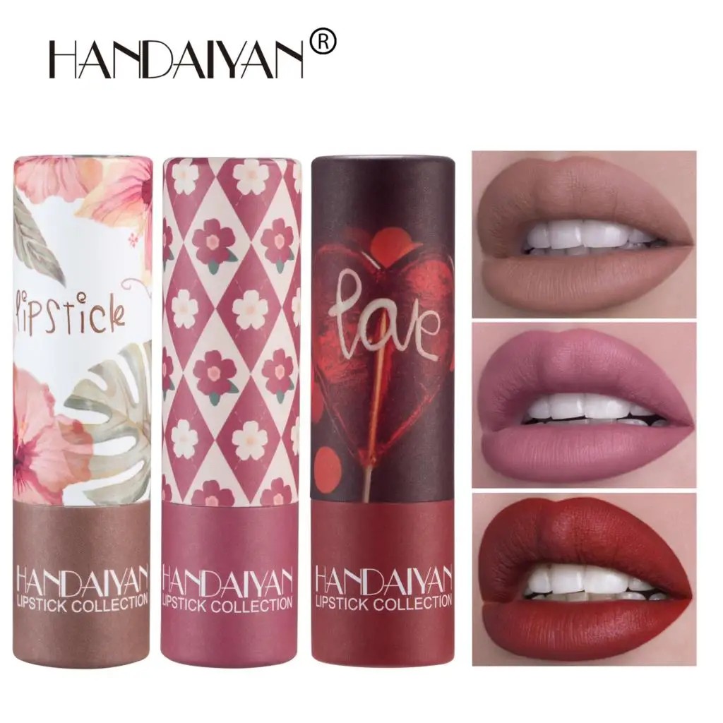 

Handaiyan 8 Colors Matte Waterproof Velvet Nude Lipstick Sexy Red Brown Lip Matt Pigments Makeup Long Lasting Profissional