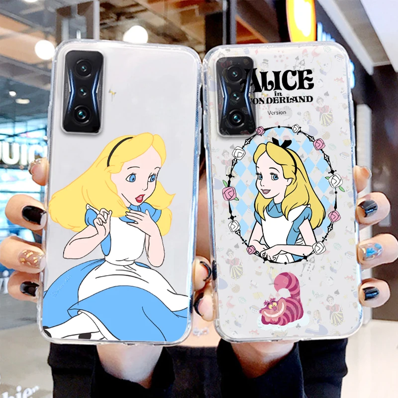 

Disney Alice in Wonderland Transparent Phone Case For Xiaomi Redmi K60 K50 K40 Gaming K30 K20 A1 Pro 5G 12C 11 10X 9T 9