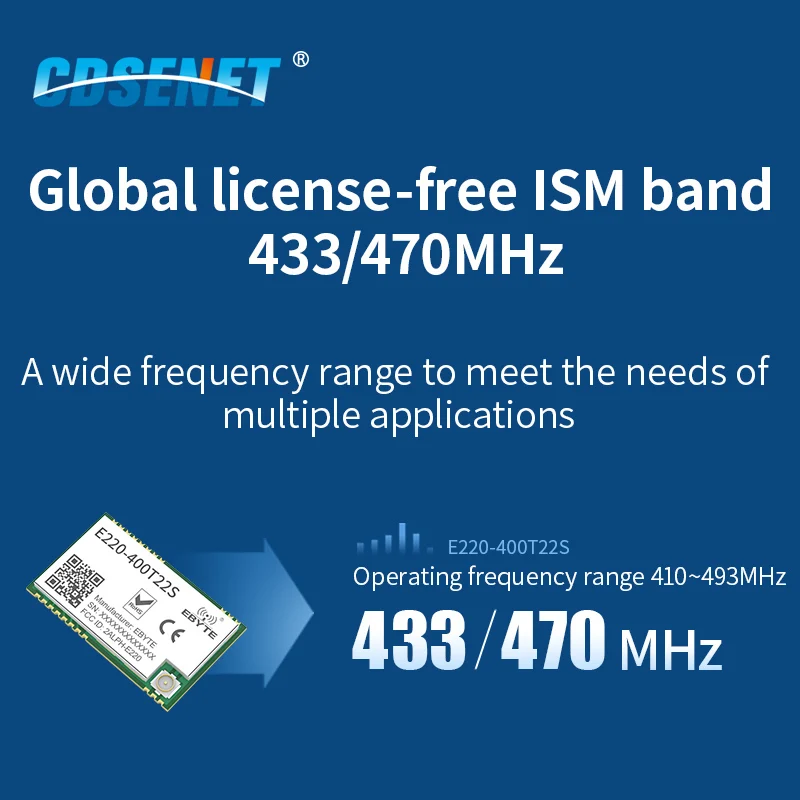 LoRa Spread Spectrum 22dBm ISM band 433MHz Wireless UART Module SMD IPEX Antenna Anti-interference Long Distance E220-400T22S |