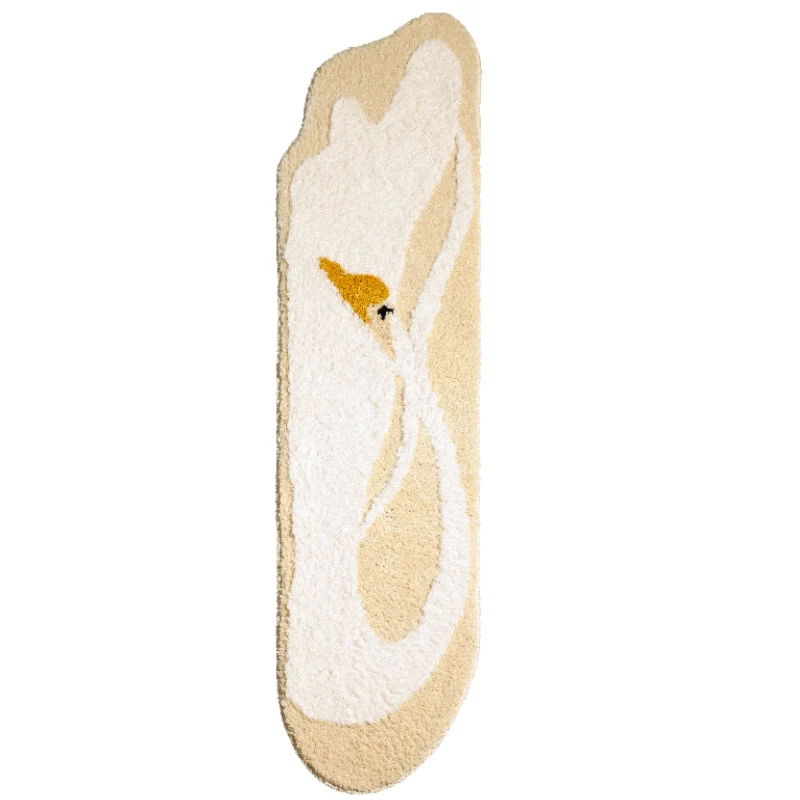 

Cozy Soft The White Swan Tufting Floor Mat Chic Simple Modern Art Luxury Bedding Soft Carpet Super Absorbent Slip-resistant Pad