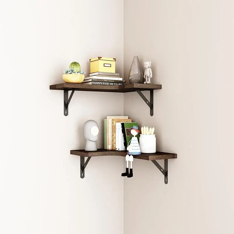 

Creative Wall Corner Shelves Wooden Storage Shelf Living Room Decor Display Stand Wall Mounted Shelf Home Office Decor Frame