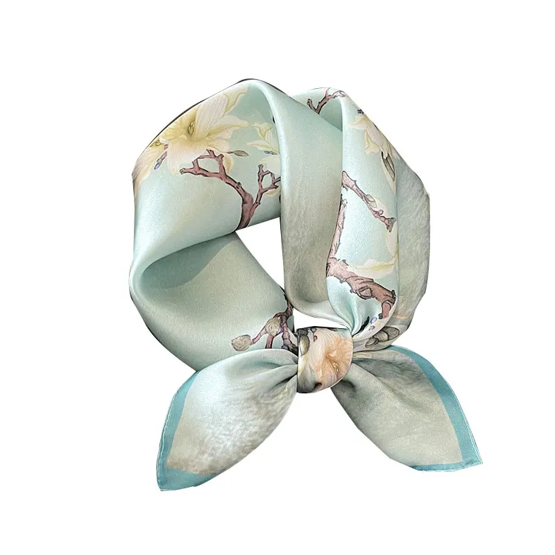 Новинка 2024 100% натуральный шелковый шарф модный женский маленький платок на шею