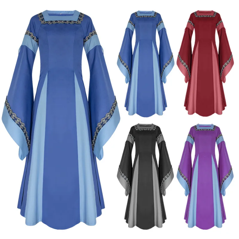 

Женское жаккардовое платье в средневековом стиле ретро, костюмы для косплея на Хэллоуин, Карнавальные Костюмы для ролевых игвечерние, плат...