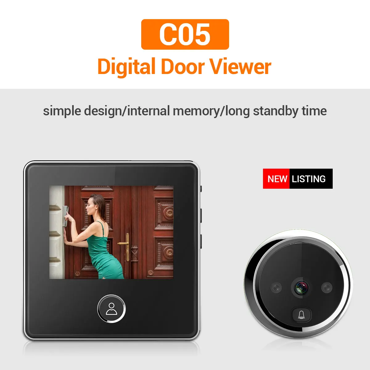 

C05 3 Inch LCD Color Screen 120 Degree 1MP Electronic Peephole Door Bell Camera With Night Vision Cat Eye Camera Doorbell Camera