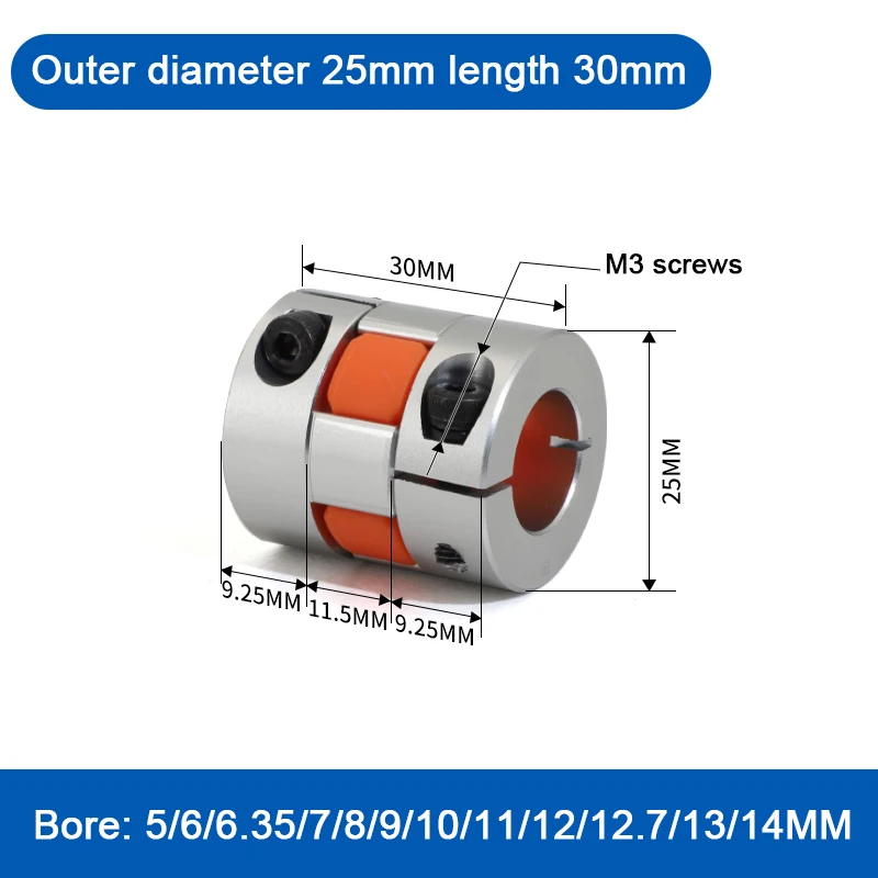 

1pc Four Jaws D25L30 Coupler Aluminium Plum Flexible Shaft Coupling Motor Connector CNC Flexible Couplings 5/6/6.35/8/10/12/14mm