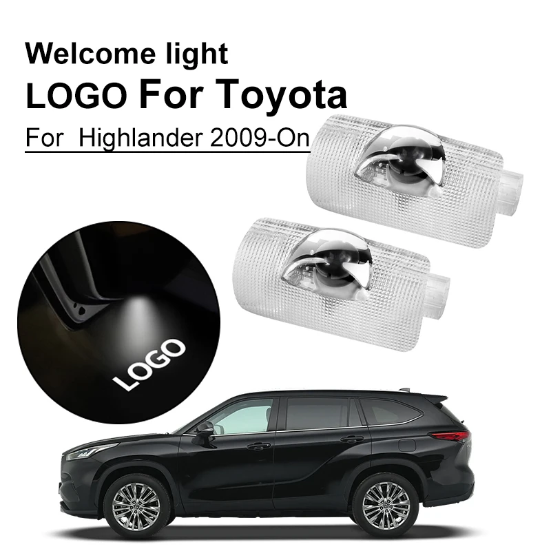 

Светодиодный светильник с логотипом по индивидуальному заказу для Highlander 2009-On, 2 шт., лампа для двери автомобиля, сигнальная лампа для двери, автоаксессуары ﻿