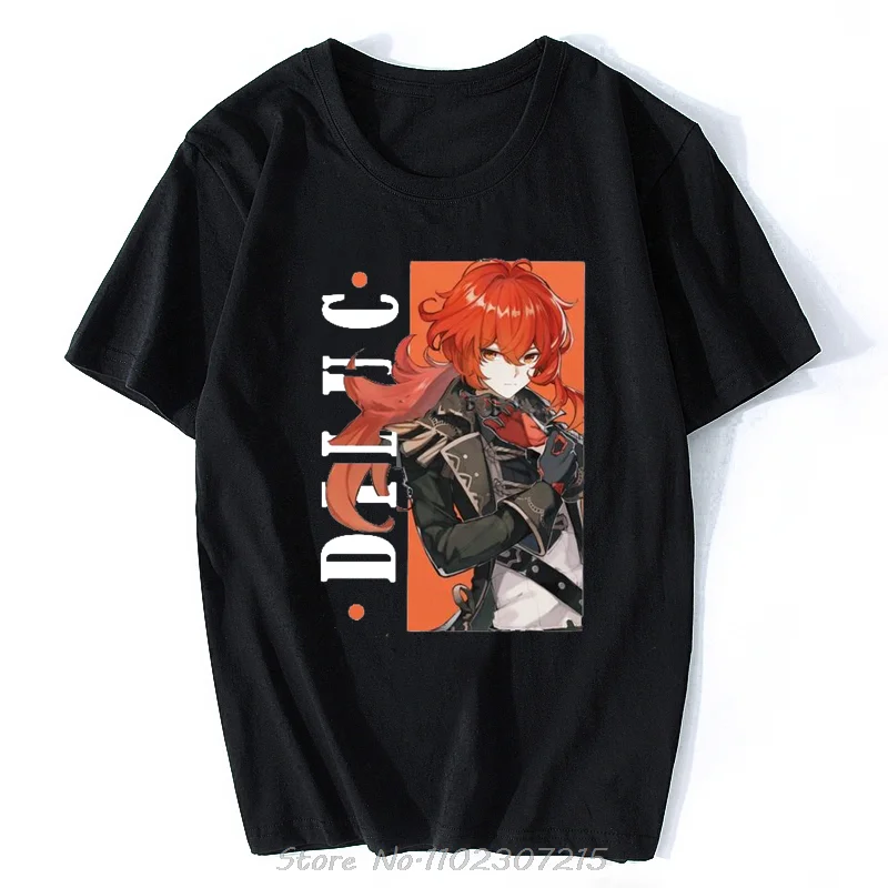

Men Genshin Impact Diluc T Shirt Short Sleeve Cotton Tshirt Fashion Graphic T-shirt Leisure Game Anime Tee Top Oversized Clothes
