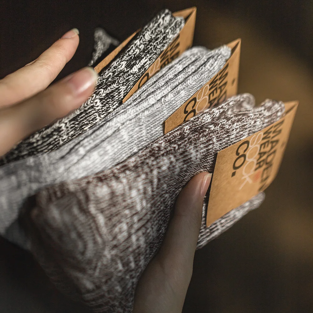 Женские и мужские трикотажные хлопковые носки до середины икры