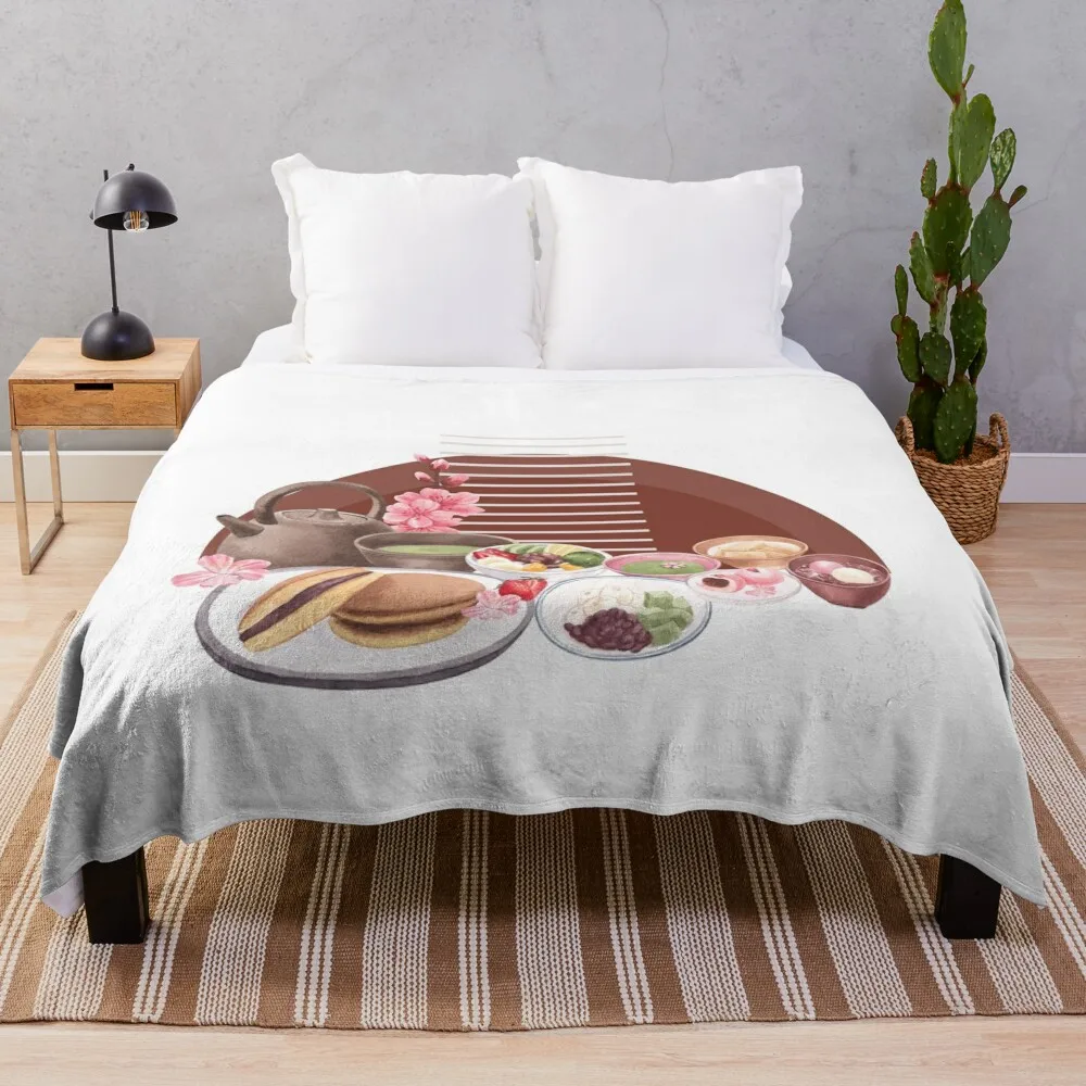 Wagashi японские сладости пледы флинарные плюшевые одеяла для пикника из фланелевой