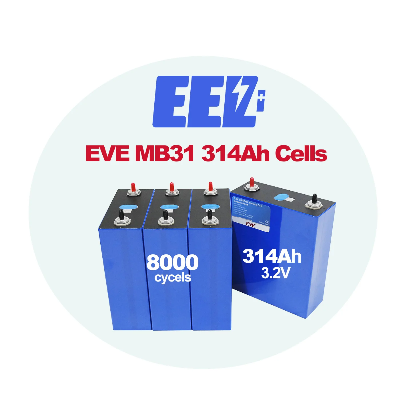 Фото Аккумулятор EVE MB31 314 Ач 3.2В Grade A LiFePO4, 8000 циклов, с одним штыревым разъемом M6, LiFePO4 330 Ач для солнечных батарей, для элементов EVE, для систем накопления энергии №1