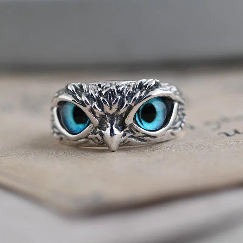 

Vintage stud pendant trinket ring wholesale cross-border men's and women's design owl ring