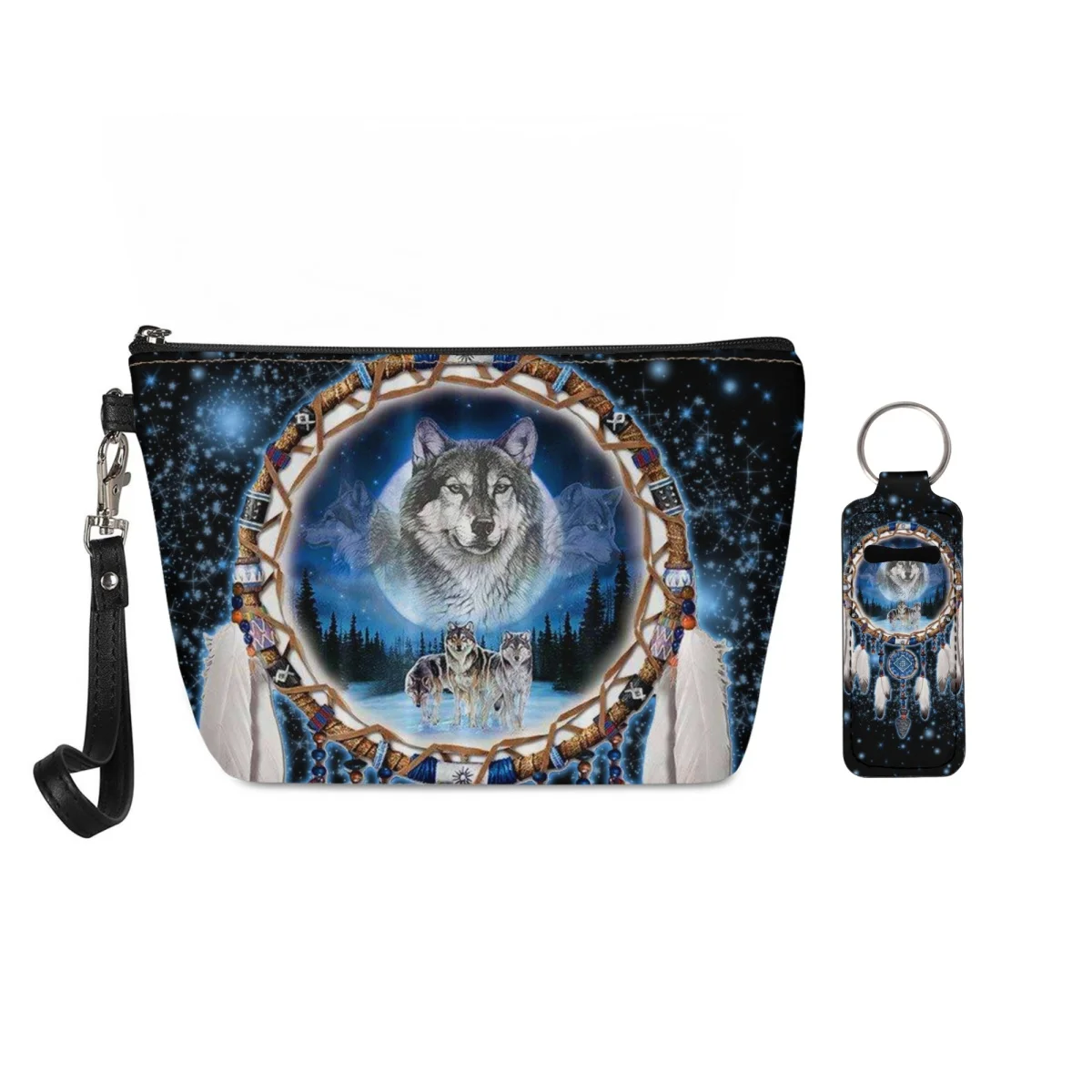 

Женский держатель для палочек, косметичка, Ловец снов, волк, сумка для туалетных принадлежностей с принтом, чехол для помады, органайзер, косметичка, эко-чехол на молнии, новинка