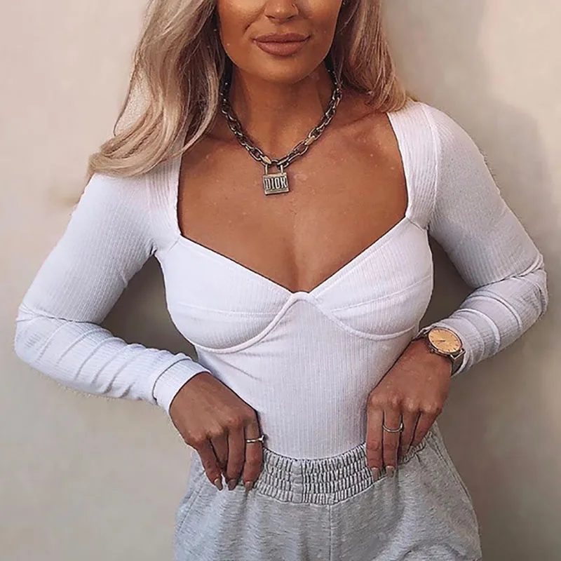 

Хлопковые облегающие пикантные женские боди с глубоким V-образным вырезом, черные трикотажные ребристые красные комбинезоны, Вечерние боди...