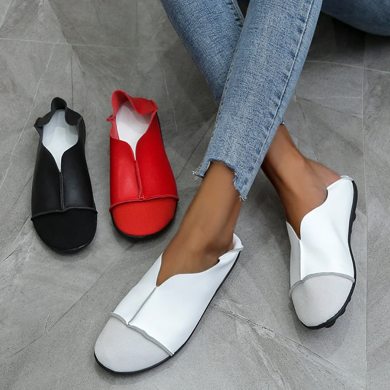 2022 Casual Women Driving Ballet Shoes Comfortable Grandma Shoes  Mom Loafers Soft Sole Leather Shoes Moccasin Shoes