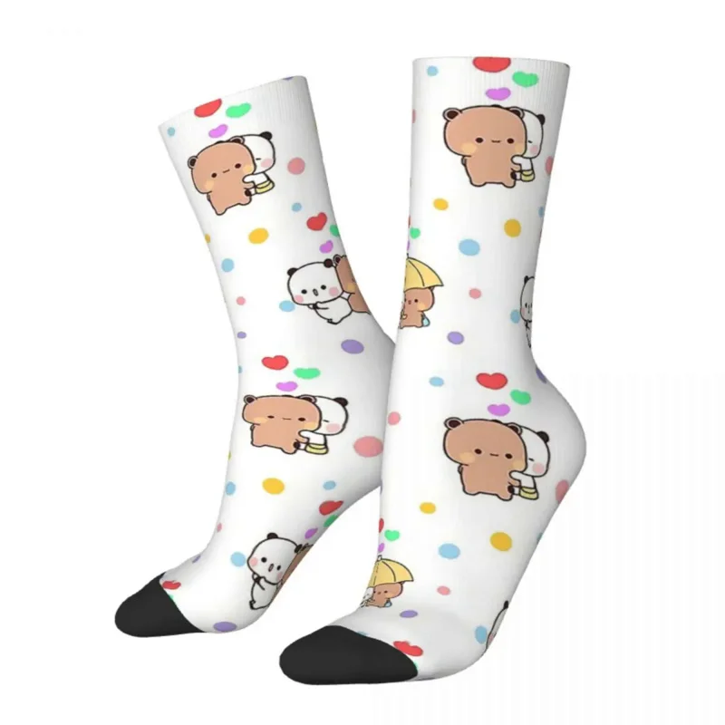 

Men'S Socks Panda Bear Dudu Bubu Hugging Retro Harajuku Cute Cartoon Hip Hop Seamless Pattern Crew Crazy Sock Gift Printed