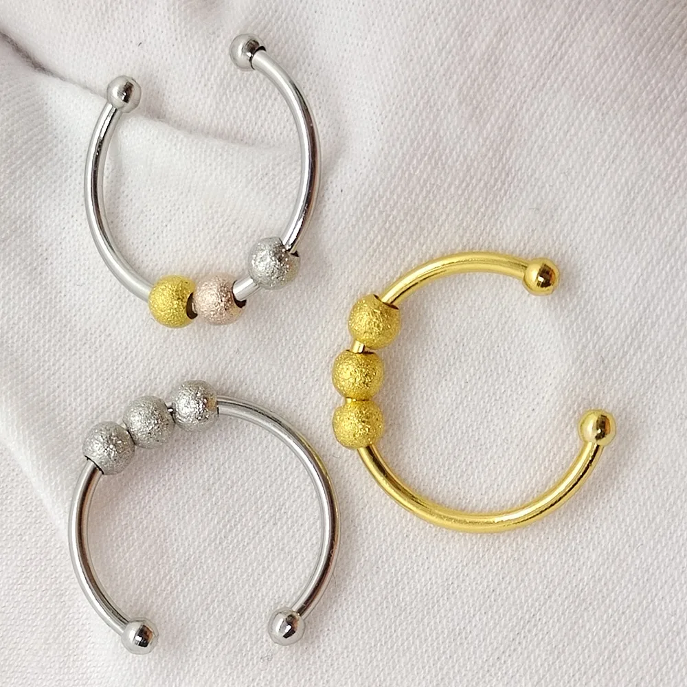 

Valentine's Day gift Holiday gifts Rotatable bead ring Decompress open ring stainless steel ring A ring that turns three beads