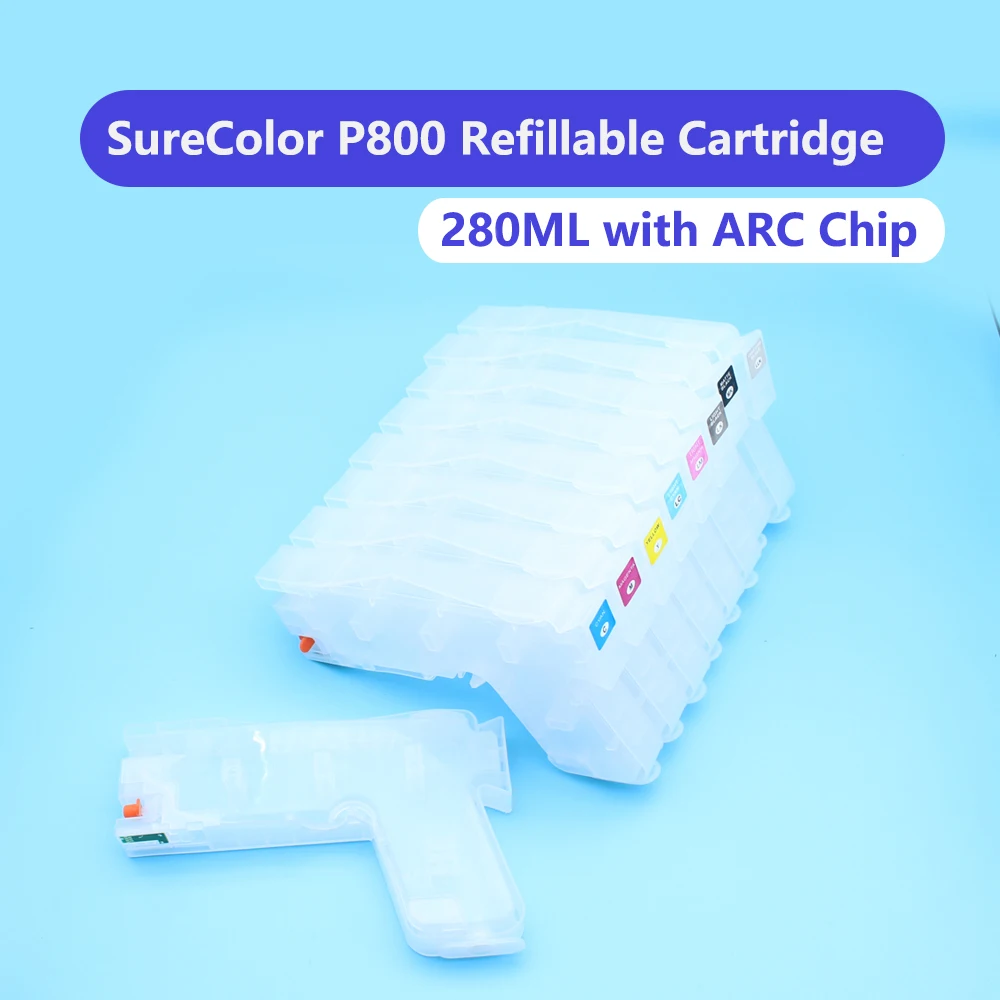280ML T8501-T8509 Refillable Cartridge With Auto Reset Chip For Epson SureColor P800 Printer Refill Ink Tank With Permanent Chip