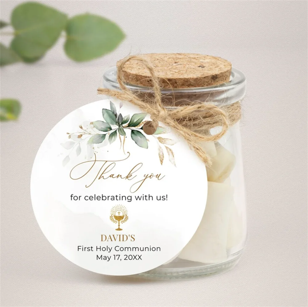 50 шт. шаблон для подарков на Причастие зелень спасибо за наклейки/шаблон этикеток