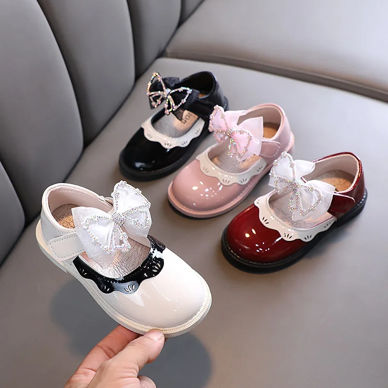 

Детская обувь принцессы, Классическая обувь для девочек, новинка 2023, демисезонная Дизайнерская обувь с бантиком для девочек, детская обувь ...