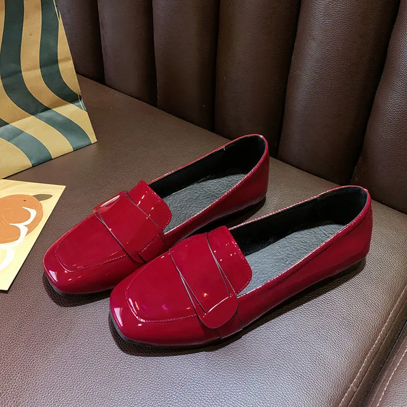 Fashion Solid Black Oxford Shoes Woman Work Leather Wedge Flats Female Casual  Spring Shoes Women's kitchen Non-slip Loafers