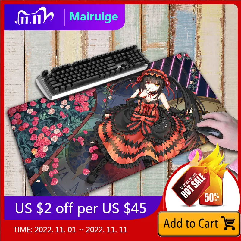 

Mairuige PC DATE A LIVE водонепроницаемые большие белые коврики для мыши с застежкой по краям компьютерная фотография коврик для мыши размер 40x90 см
