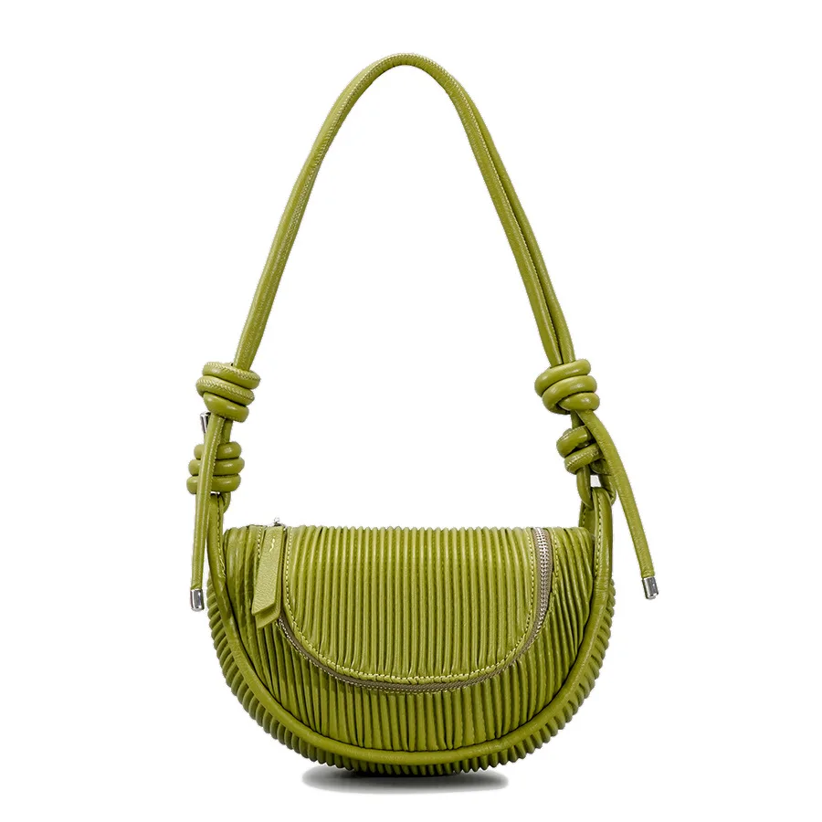 

design striped shoulder bag women handbag with pleated and patchwork underarm bag fashion shell women bag