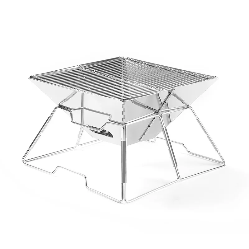 

Гриль для кемпинга из нержавеющей стали, съемная угольная плита, портативное Уличное оборудование для пикника и барбекю, устойчивое к высок...