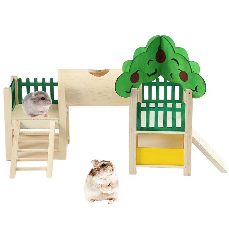 

Hamster House Hideouts Wooden Rat Playground Activity Climbing Platform Toys
