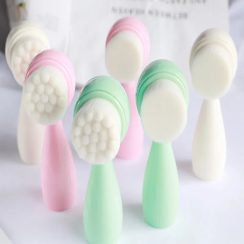 3 Двусторонний силиконовый ручной инструмент для умывания лица, чистящий мини-щетка с когтями кошки в волновом рисунке для ухода за кожей.