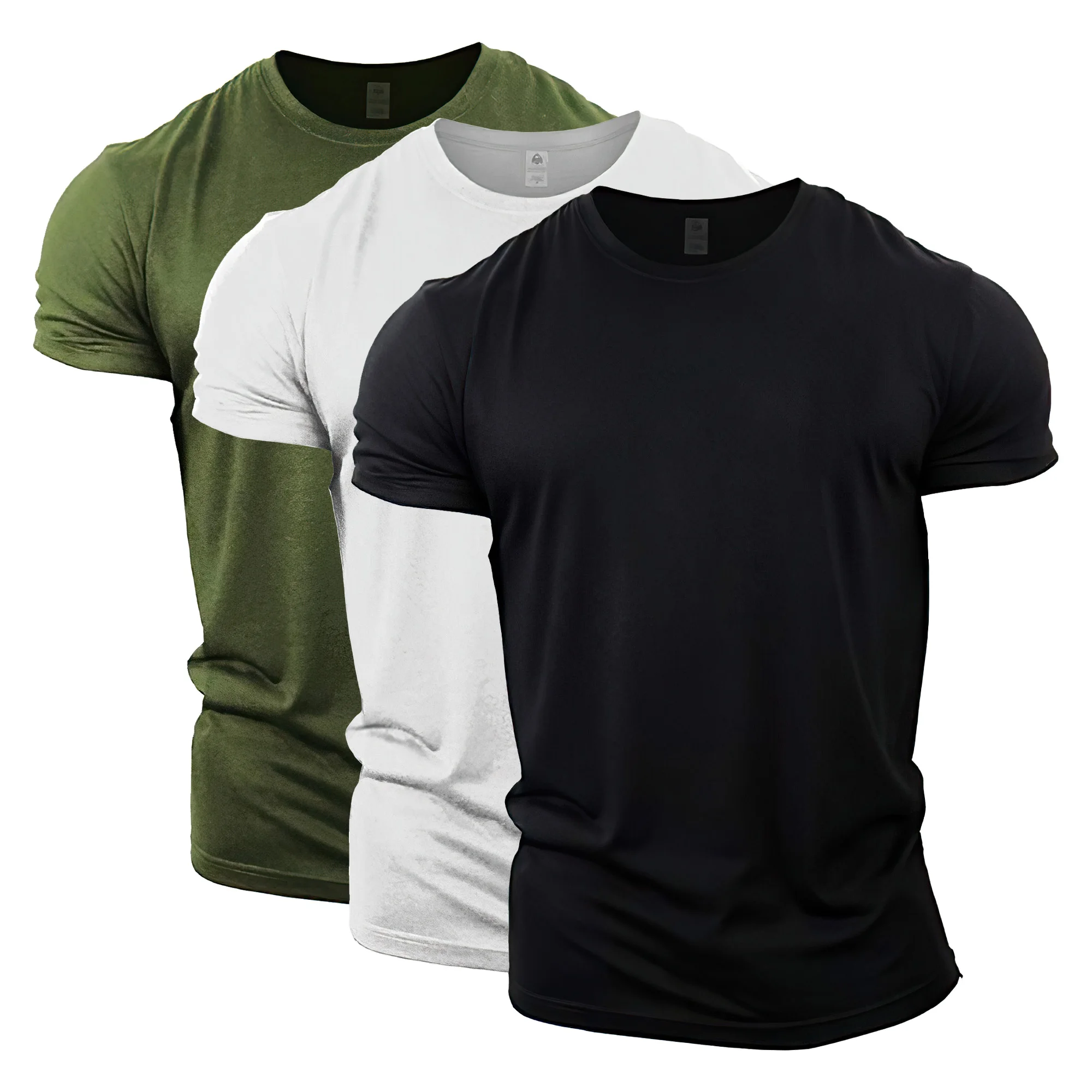 Men's Solid Color Fitness Short Sleeve T-shirt Gym Short Sleeve Mens Moisture Wicking Athletic Workout T-Shirt Tee
