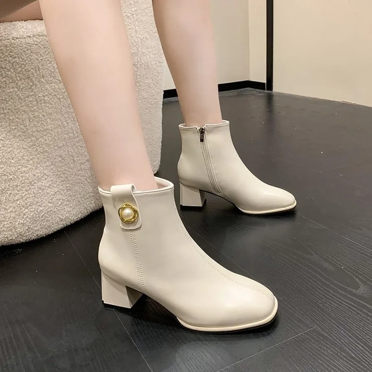 

Women Wedding Boots Red 2022 New Genuine Leather Fashion Large Size 43 Women Ankle Boots Women Mid-heel Pointed Ladies Booties