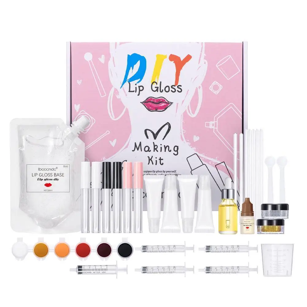 

New Lip Gloss Making Kit Moisturizing Lip Gloss Base Diy Material Tool Kit Shiny Glitter Lip Tints Glaze Handmade Cosmetic Set
