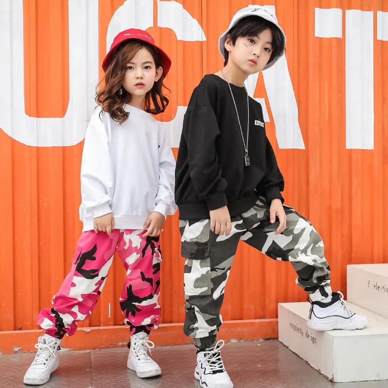 children streetwear dance girls pants camouflage hip hop kids clothes sweatpants capris camo trousers teenage pocket 4 to 16 yrs