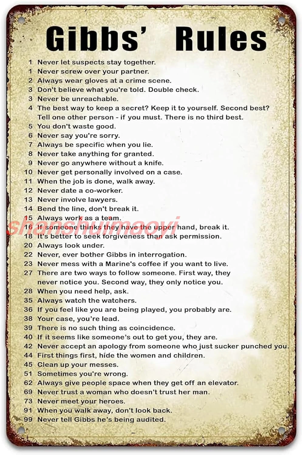 Правила Gibbs Знак Ретро Плакат дома Забавные винтажные металлические жестяные