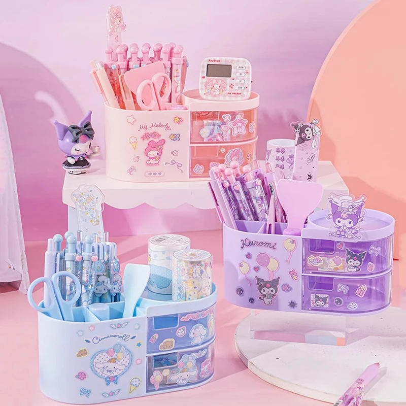 Sanrio Kawaii Cinnamoroll держатель для ручек с выдвижным ящиком Kuromi My Melody аниме мультфильм
