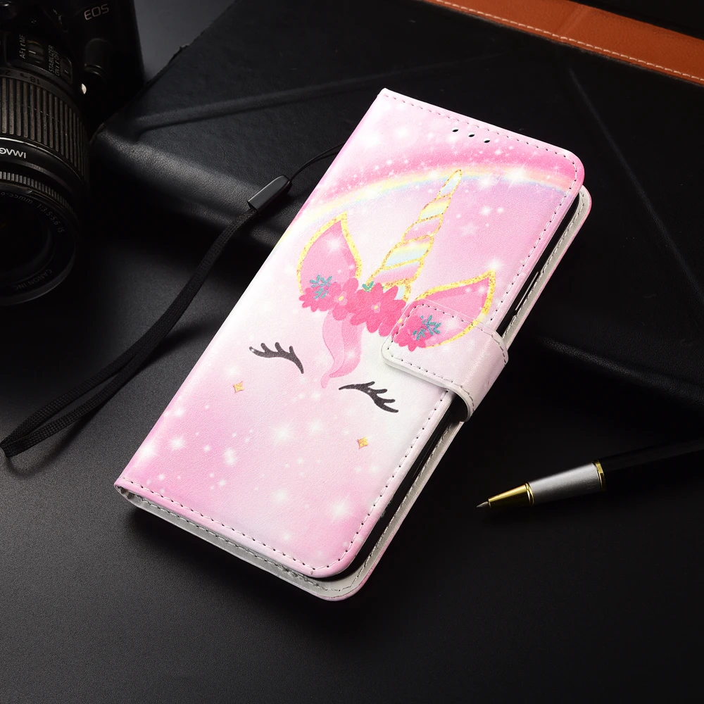 Мультяшный Чехол-бумажник из ТПУ для Samsung A3 A5 A6 A8 Plus 2016 2017 A7 A9 2018 J4 J6 A10 A20 E A30 S A31