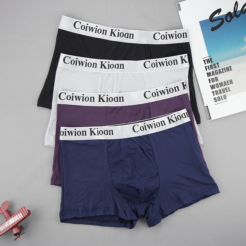 4Pcs/set Men's Boxers Panties Sexy Shorts Cotton Underwear Boy Breathable Solid Boxershorts Soft Underpants