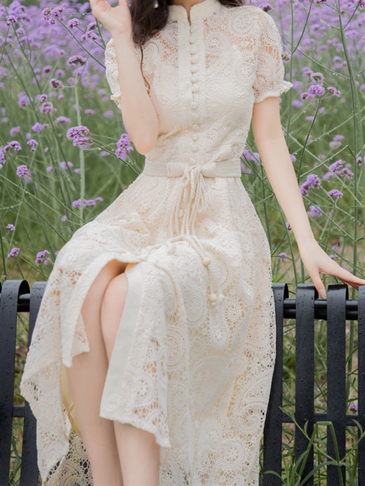 Женское платье с вышивкой однотонное винтажное Привлекательное платье-трапеция