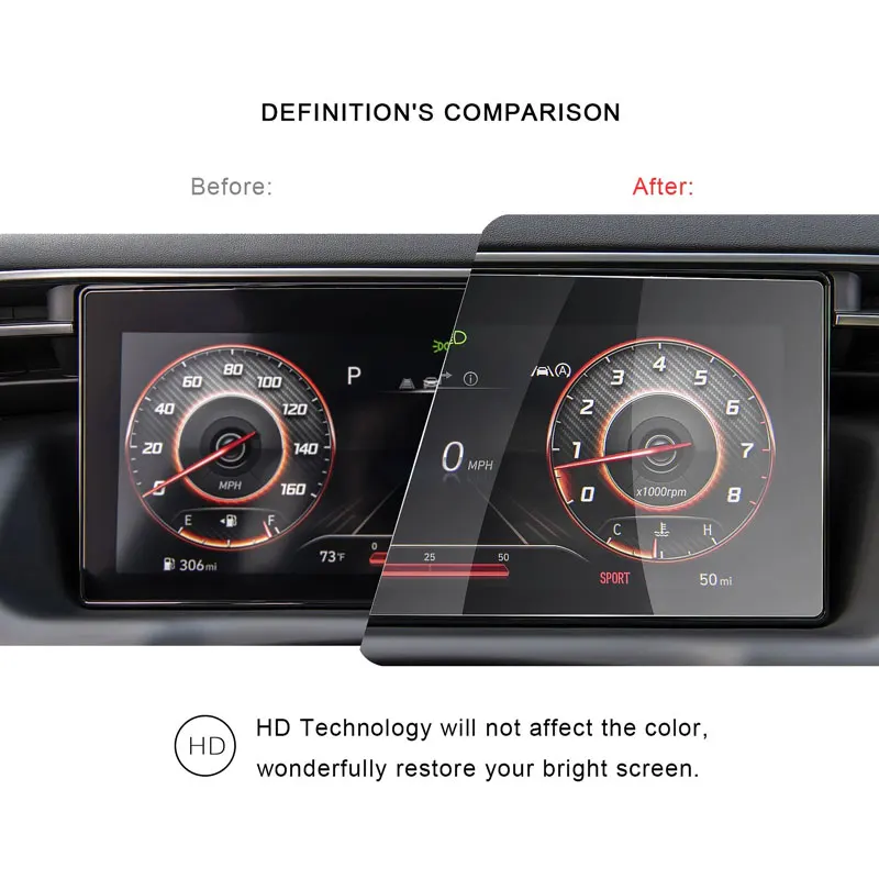 

Защитная пленка для ЖК-экрана автомобиля Tucson NX4 2021 10,25 дюйма, аксессуары для интерьера автомобиля, пленка из закаленного стекла 268*116 мм