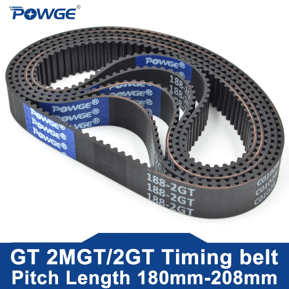 Ремень ГРМ POWGE GT 2MGT 2M 2GT Lp = 180 182 184 186 188 190 192 194 196 198 200 202 204 206 ширина 6 мм 9 мм резиновый для 3D-принтера