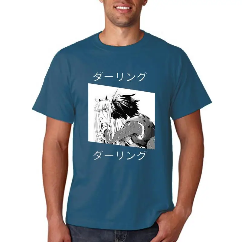 

Футболка женская с коротким рукавом и круглым вырезом, свободная уличная одежда с аниме принтом Zero Two, в стиле Харадзюку, черный цвет