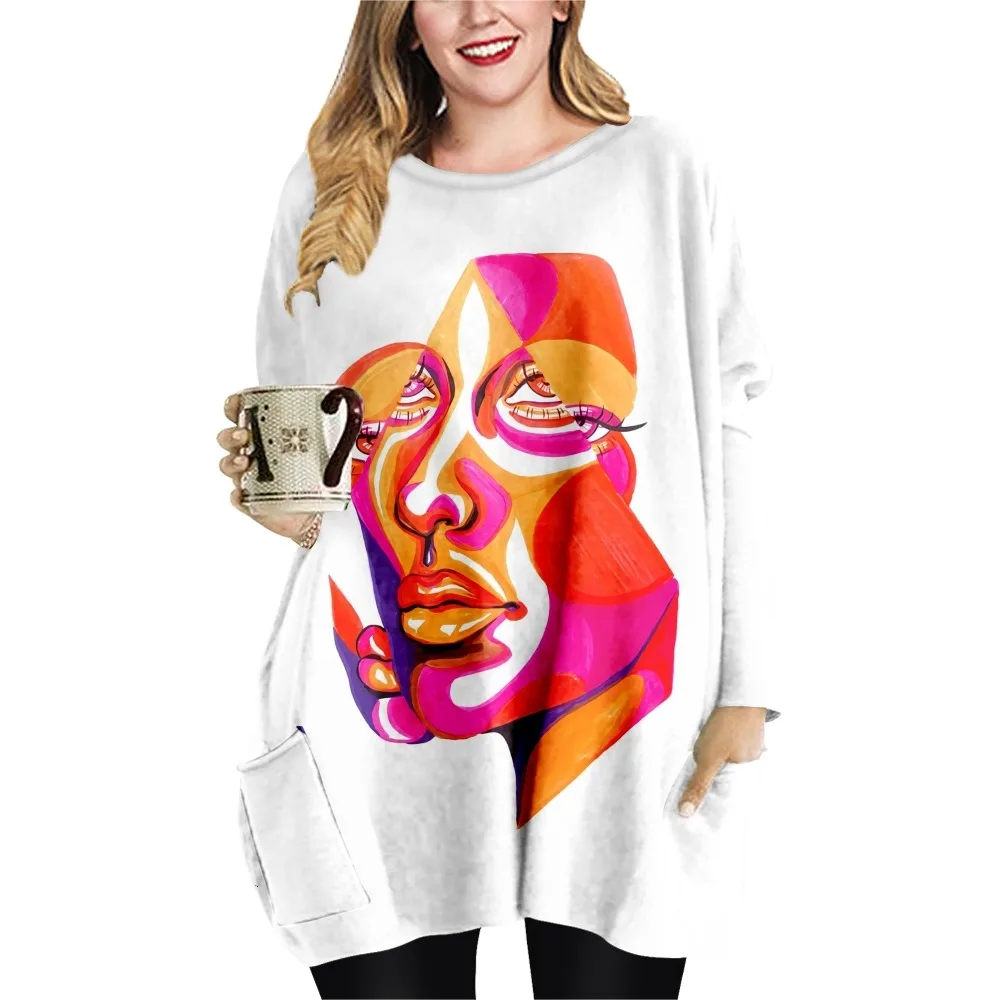 

SOJINM Women Abstract Printing T-shirt Female Summer Casual Vintage T-shirt Clothing Top Long Sleeve Blouse Oversized 4XL