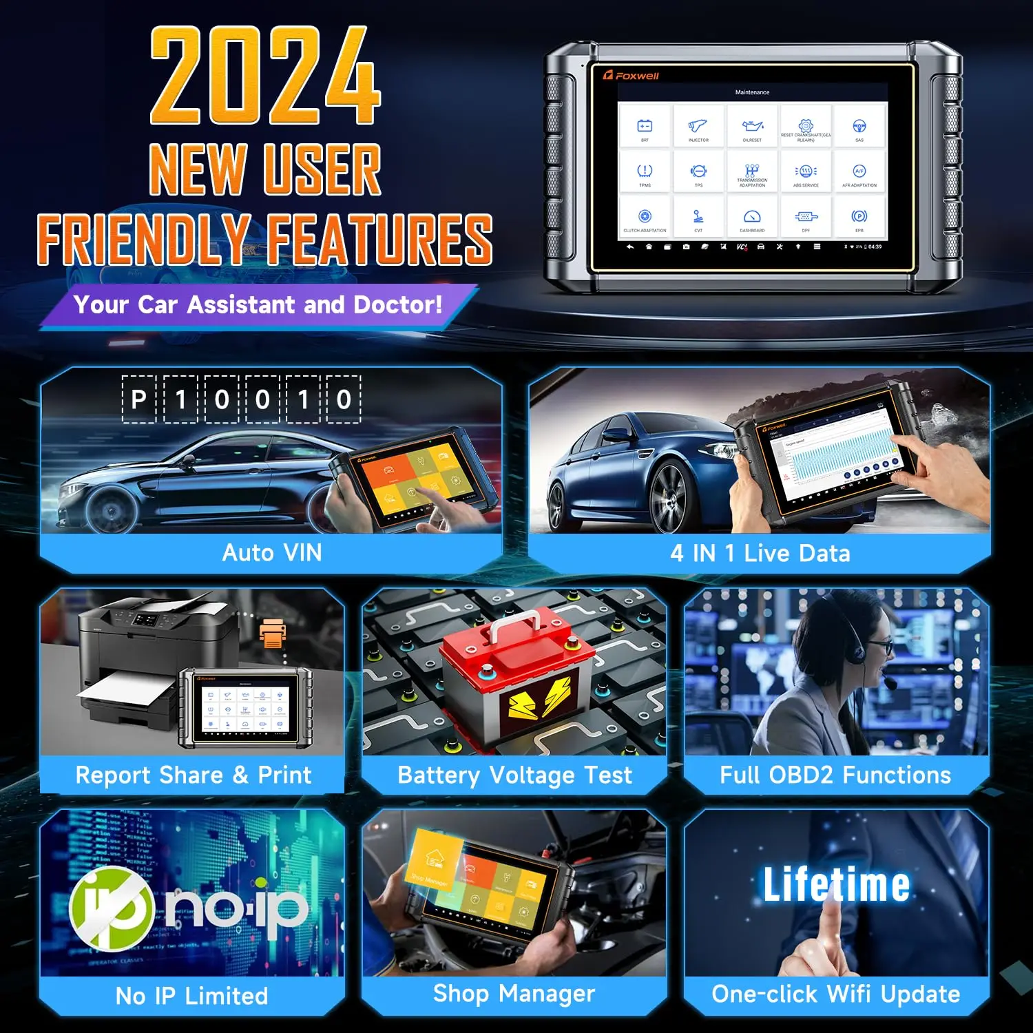 2024 двунаправленный сканер FOXWELL NT909 OBD2 для кодирования ЭБУ диагностика всех систем