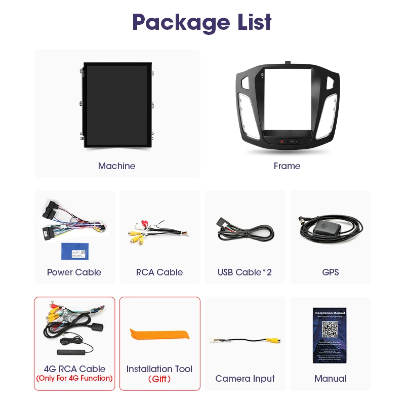 $117.17 Srnubi Android 11 Car Radio for Ford Focus 2011-2017 Multimedia Video Player 2Din 4G Navigation Carplay Head Unit Vertical Frame